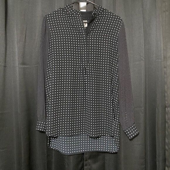 Tops - Anne Klein Women's Dot Print Long Sleeve Blouse